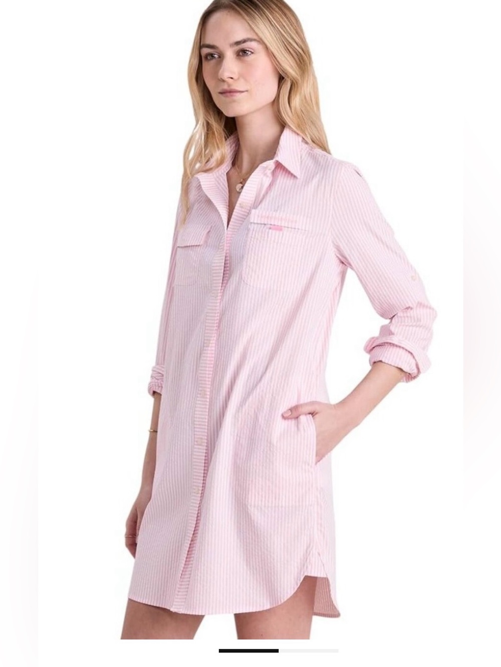 Vineyard Vines Pink & White Striped Swim cover up.